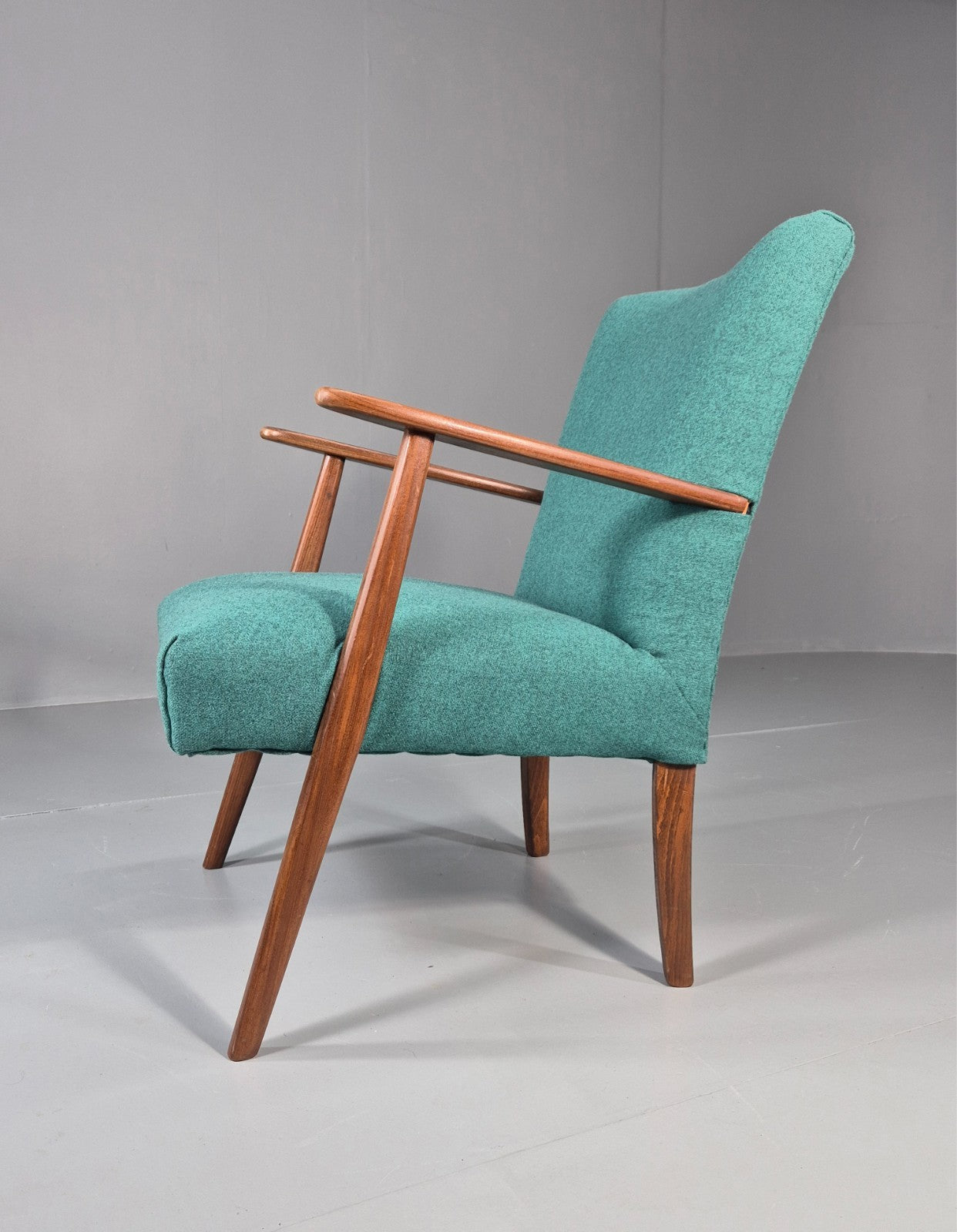 Vintage Mid Century Teak Lounge Chair New Upholstery Retro 1960s EB11814 MNOR1