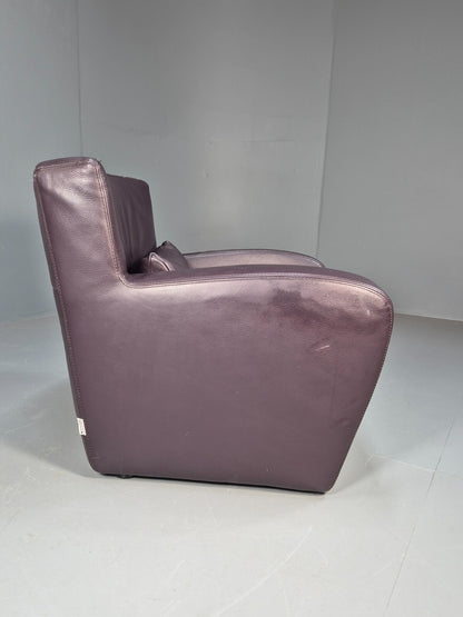 A Vintage Ligne Roset Jonathan Burgundy Leather Club Chair EB9458 MNOR - UKDK FURNITURE