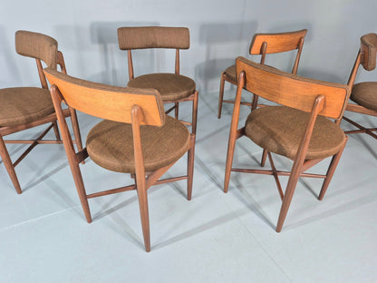 6 G Plan Round Seat Dining Chairs 1970s Retro MCM Original Fabric EB11613 MDIN6