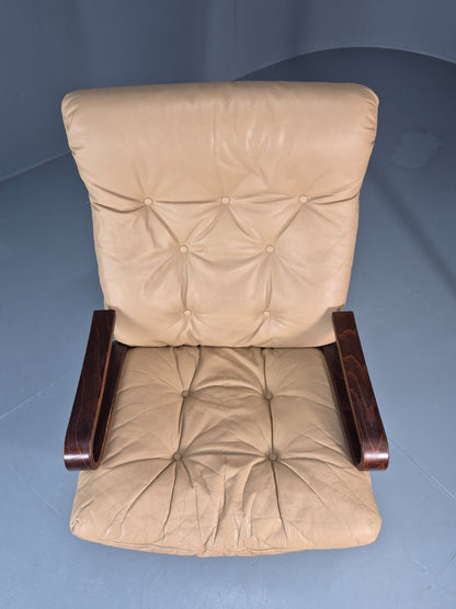 Vintage Leather Bentwood Armchair  Midcentury Norway Skyline Retro EB9912 MBEN2