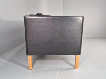 Vintage 3 Seat Sofa Danish Black Leather Mid Century Retro 1980s  EB10471 M3SS15