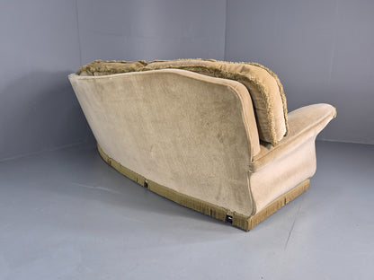 Vintage 4 Seater Sofa 1970s Retro Curved Green Velour EB11780 M4SS16
