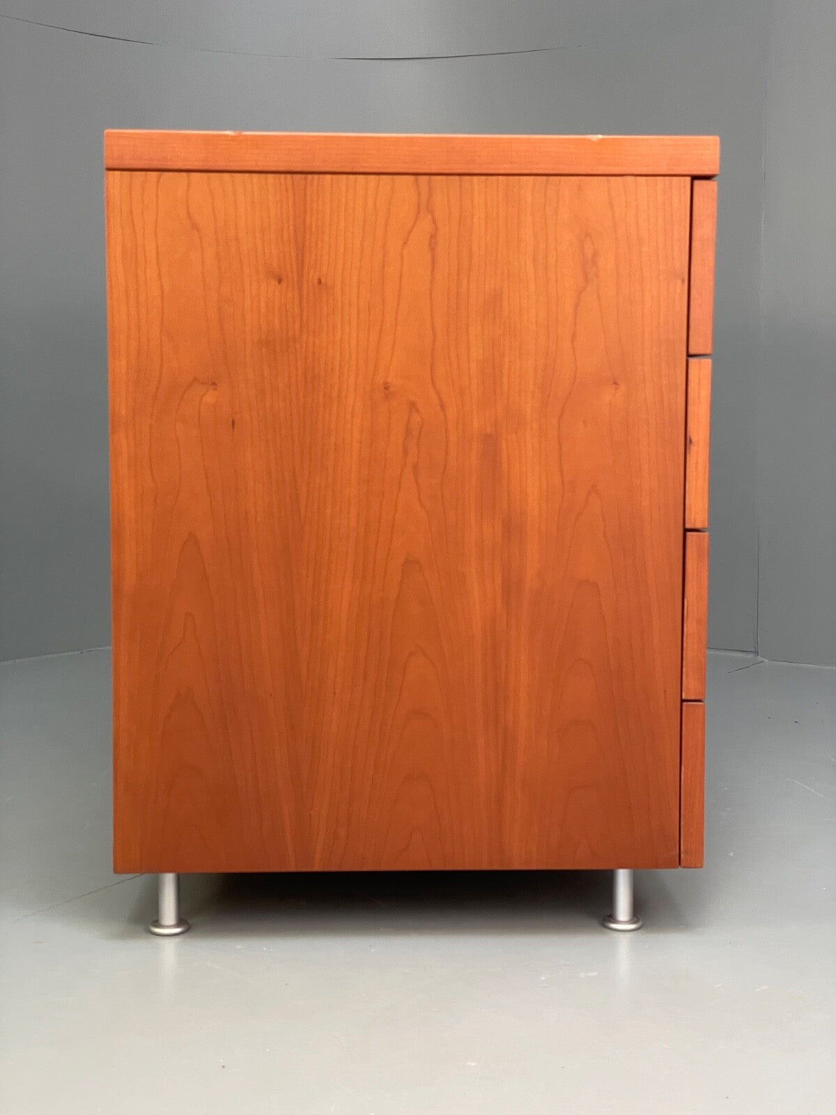 Vintage Cherry Chest Of Drawers Aluminium Details 1980s Design EB9809 MWOO - UKDK FURNITURE