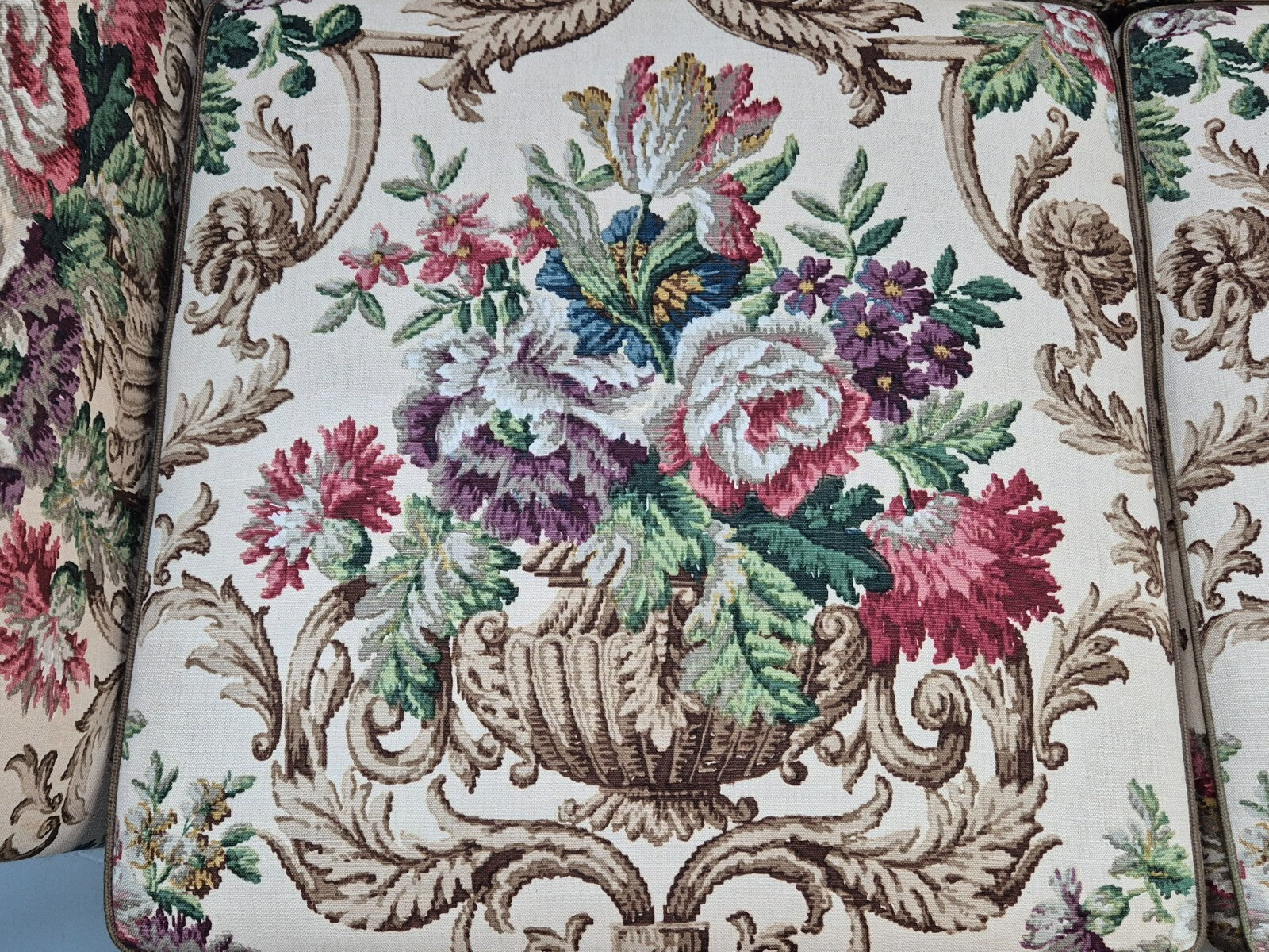 Vintage 1940s Danish 2 Seat Sofa Classical Floral Upholstery EB9659 V2SS - UKDK FURNITURE
