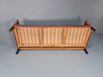 Retro Tan Leather Three Seater Sofa Vintage Danish Mid Century 1970 EB10078 M3SS8