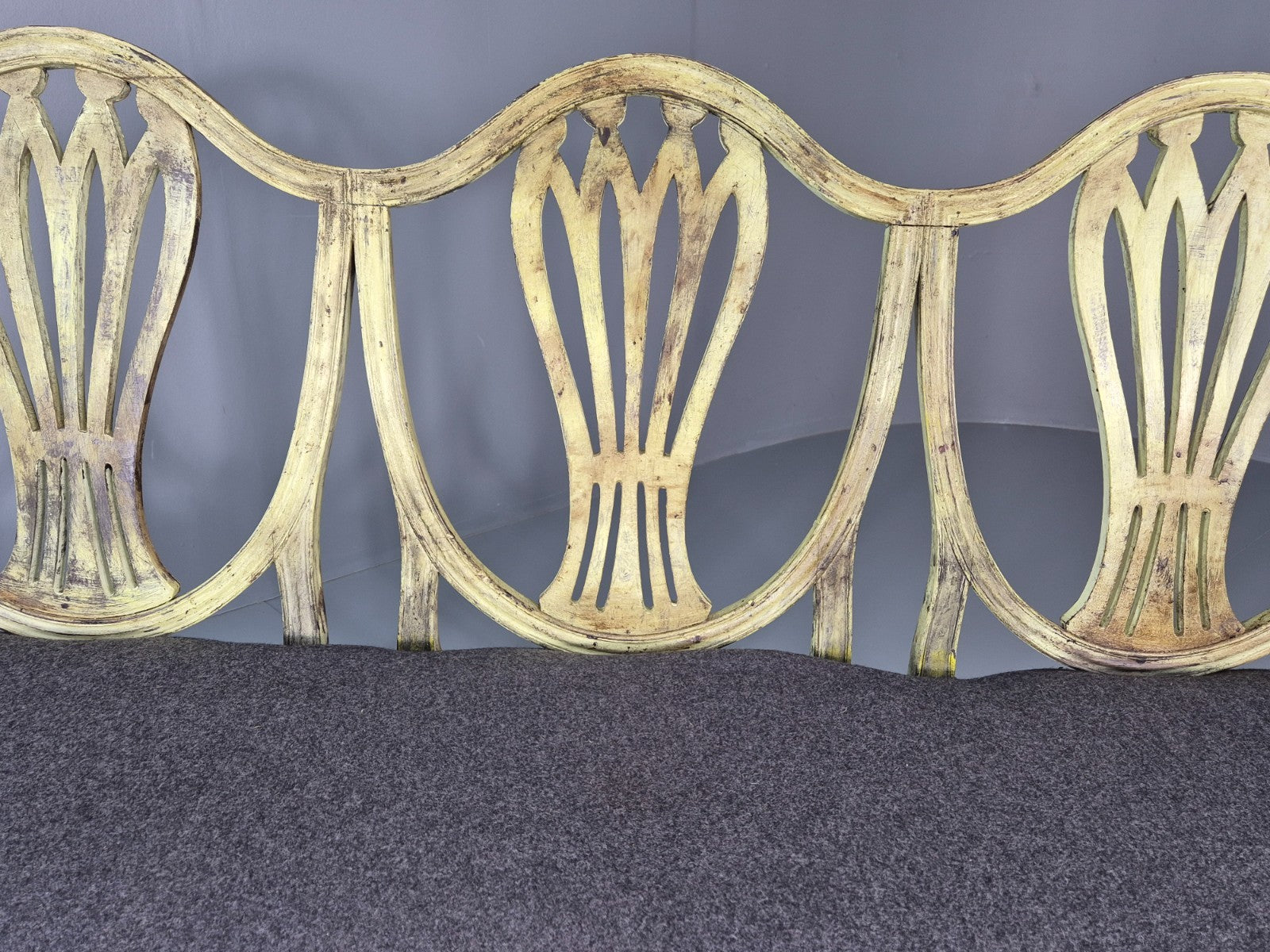 Hepplewhite Three Seater Settee New Grey Upholstery Reproduction  EB10993 VWOO6