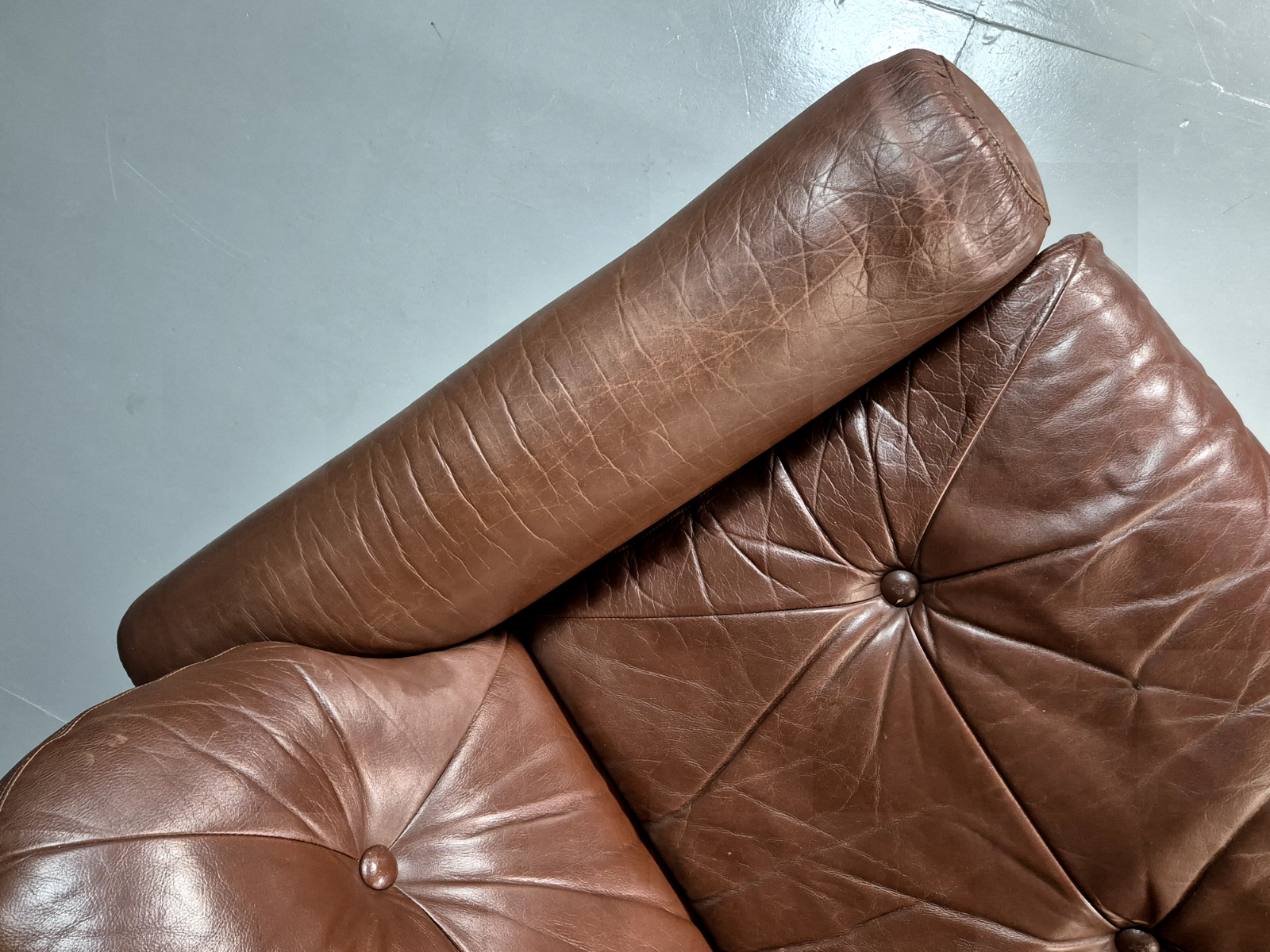 2 Seat Sofa Vintage Danish Brown Leather Thams Retro 1970s MCM EB7289 M2SS3