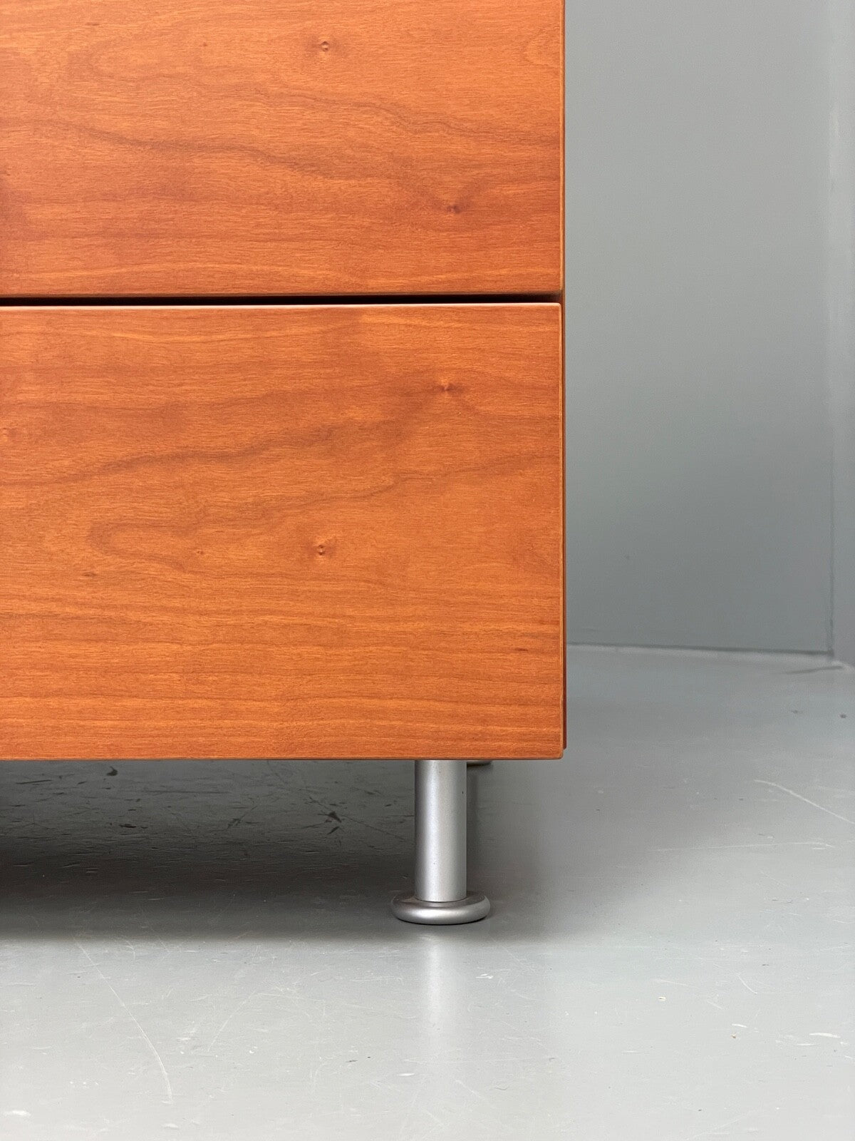 Vintage Cherry Chest Of Drawers Aluminium Details 1980s Design EB9809 MWOO - UKDK FURNITURE