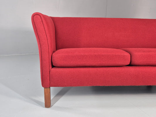 Vintage Danish Two Seater Sofa Mid Century Modern Retro Red Wool EB11363 M2SS1
