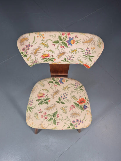 Retro 1950s Dining Chair Teak Bentwood Floral MCM Vintage EB10937 MNOR8