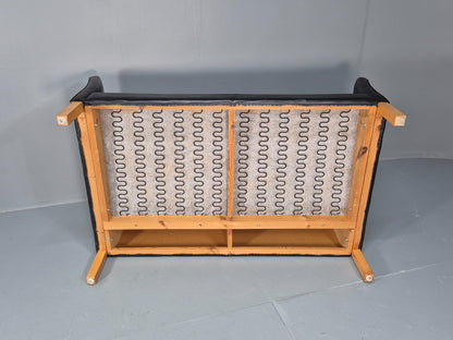 Retro Danish Two Seater Sofa Danish Black Leather 1980s MCM EB10120 M2SS8