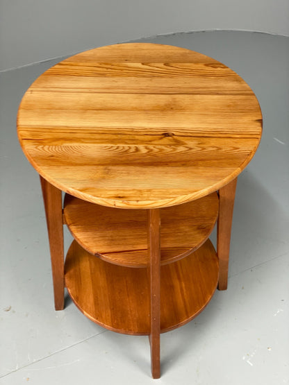 Vintage IKEA Side Table Olsvik Pine Round Three Tiered EB11184 MWOO4