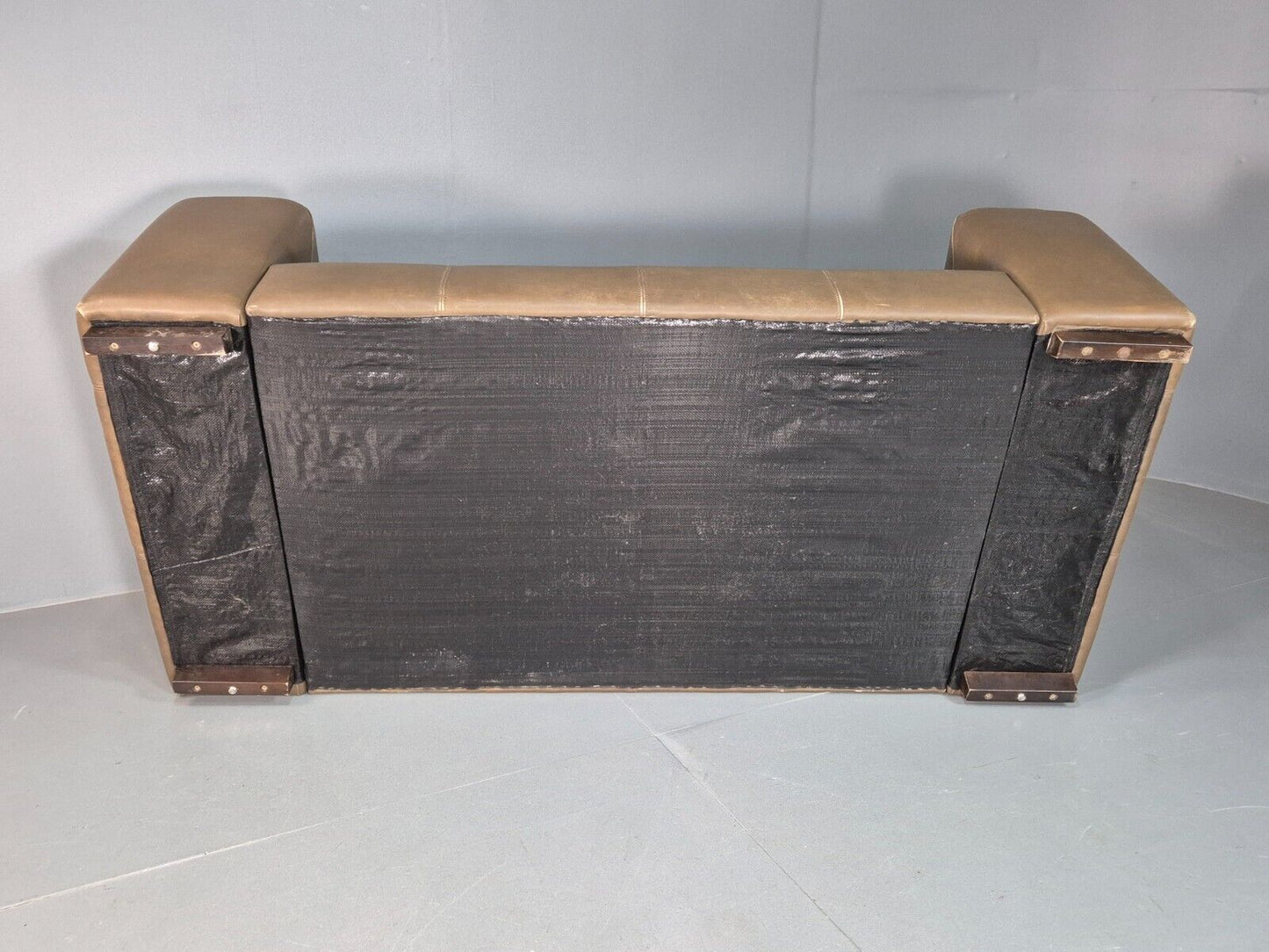 Vintage 2 Seat Sofa Taupe Leather Italian Modern Style EB8163 M2SS - UKDK FURNITURE