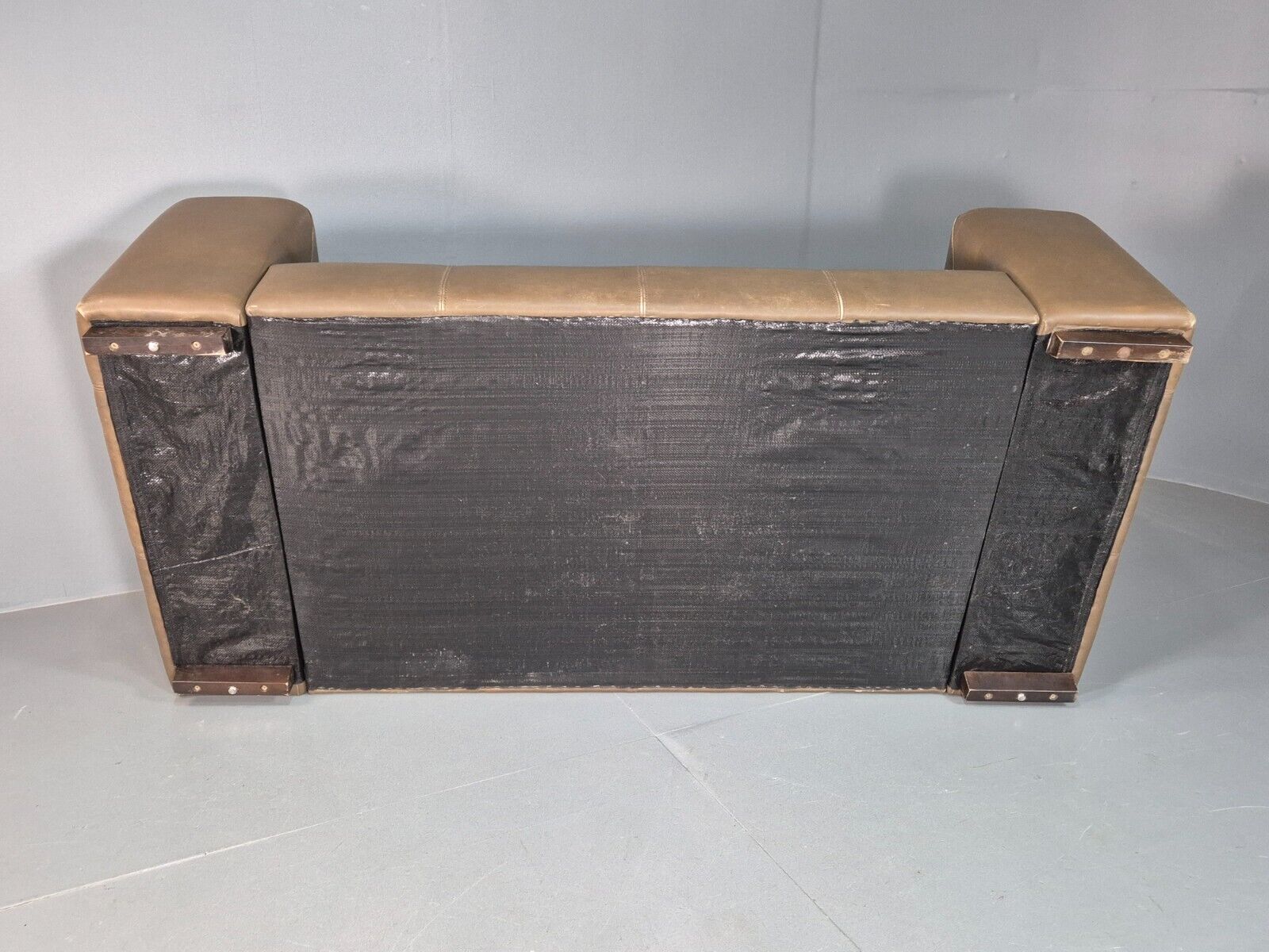 Vintage 2 Seat Sofa Taupe Leather Italian Modern Style EB8163 M2SS - UKDK FURNITURE