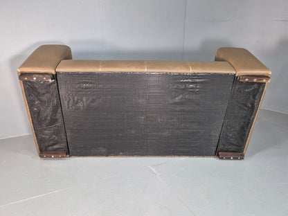 Vintage 2 Seat Sofa Taupe Leather Italian Modern Style EB8163 M2SS - UKDK FURNITURE