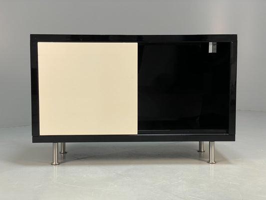 Modern Gloss Black Media Unit With Metal Legs Contemporary Storage EB8661 MWOO - UKDK FURNITURE
