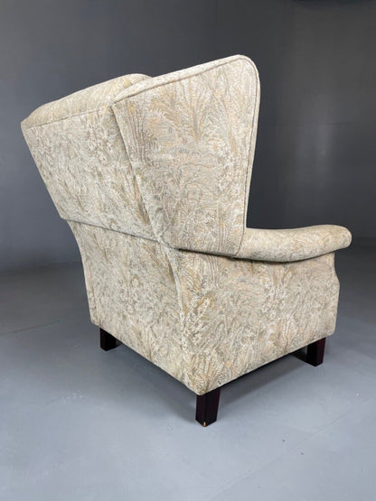 Danish Mid Century Floral Wing Back Armchair, Retro, Deco, Vintage EB4499 VCLO - UKDK FURNITURE