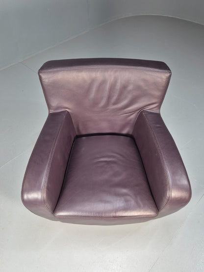 A Vintage Ligne Roset Jonathan Burgundy Leather Club Chair EB9458 MNOR - UKDK FURNITURE