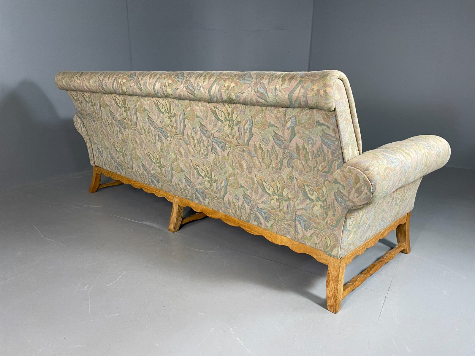 Danish 3 Seater Sofa Oak Frame Floral Kjaernulf 1970s Vintage Retro V3SS EB674812