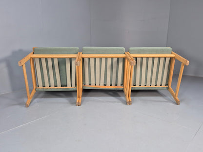 Green Wool and Oak Vintage Danish Sofa 1970s Modern Design Retro EB9263 M3SS - UKDK FURNITURE