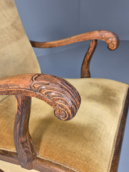 Vintage Danish Rocking Chair Beech and Gold Velour 1940s Retro EB9054 VCLO - UKDK FURNITURE