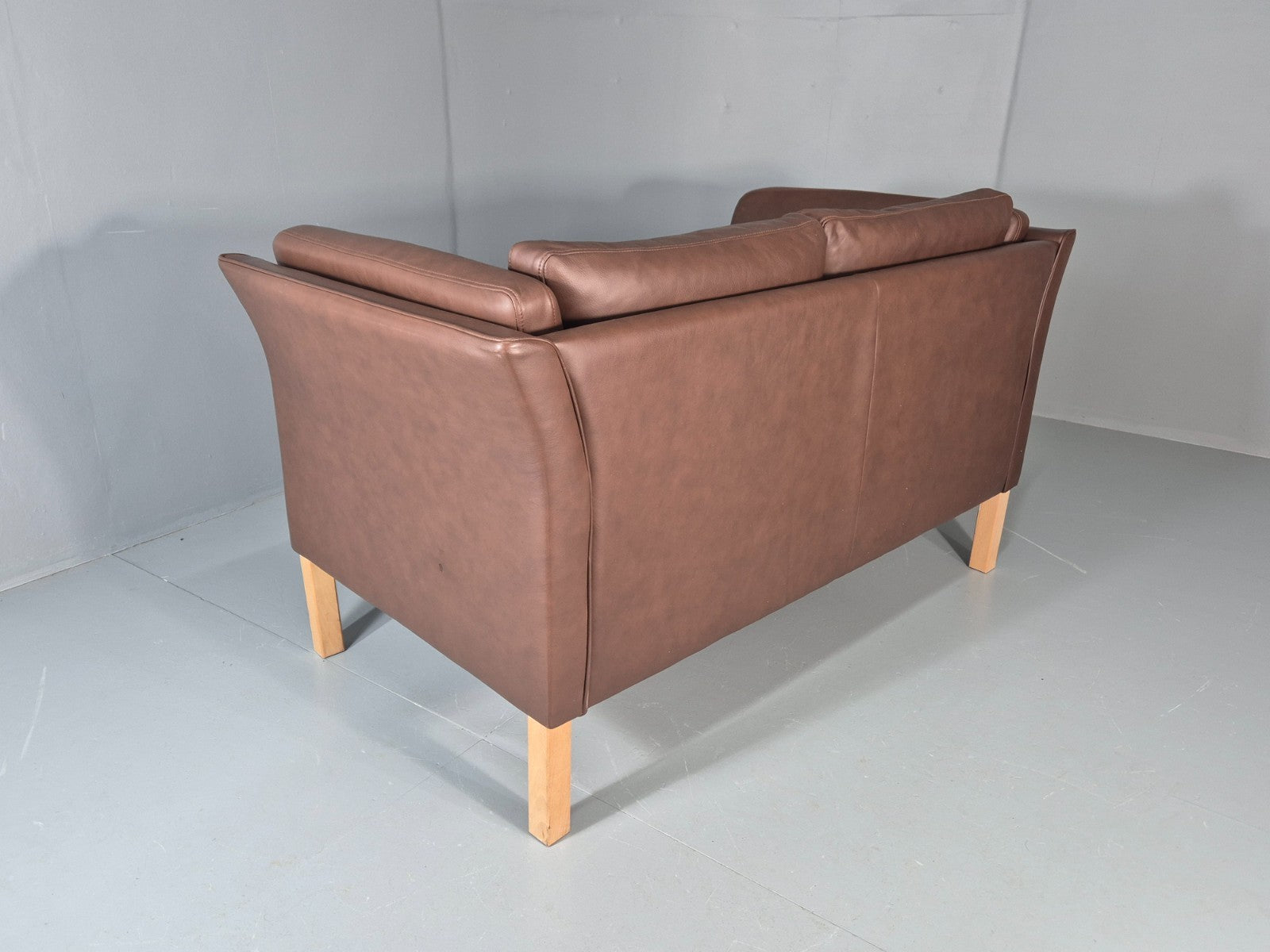 Vintage 2 Seater Settee Brown Leather Danish 1980s Retro Hurup EB11630 M2SS16