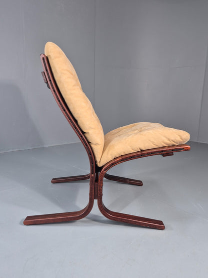 Vintage Mid Century Lounge Chair Faux Suede Upholstery REtro 1970s EB11299 MBEN5