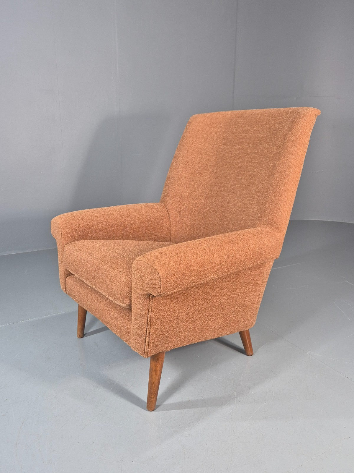 Mid Century Lounge Chair Danish 1960s New Upholstery Retro Teak Leg EB11020 MNOR0