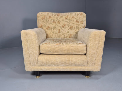 Vintage 1960s Lounge Chair in Cream Floral Retro MCM EB9682 MNOR - UKDK FURNITURE