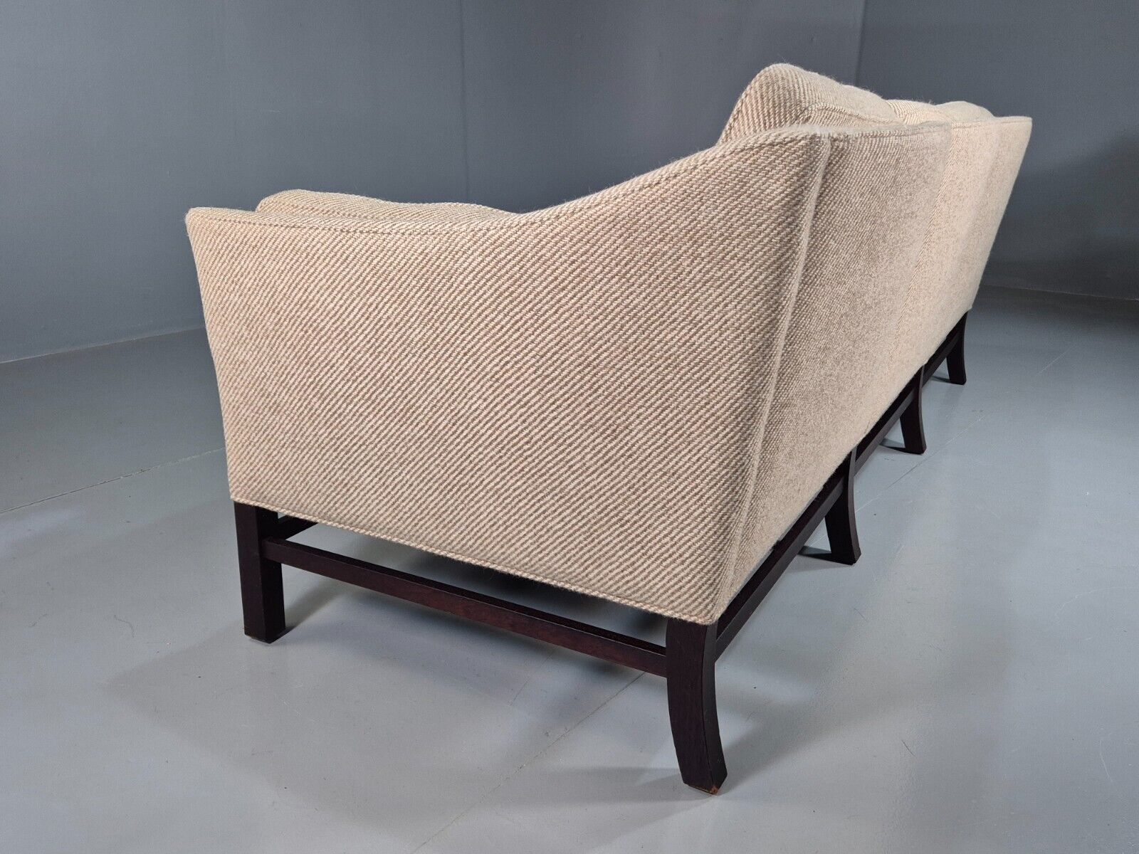 Vintage Danish 3 Seat Sofa Beige Wool Legged Frame 1980s Retro MCM EB7792 M3SS - UKDK FURNITURE