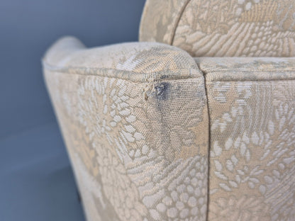 Vintage Danish 3 Seat Sofa Mid Century Shape Floral Cream Cotton 70s EB9579 M3SS - UKDK FURNITURE