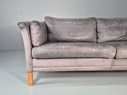 Vintage Mogens Hansen 2.5 Seat Settee Grey Leather 1980s Retro EB11645 M3SS2