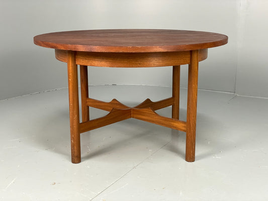 Vintage Teak Coffee Table 1960s Round Shape Mid Century EB11509 MWOO0