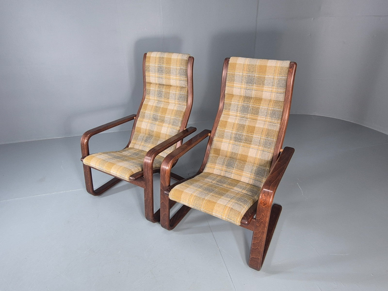 2 Mid Century Lounge Chairs New Upholstery 1970s Retro Danish  EB10325 MBEN5