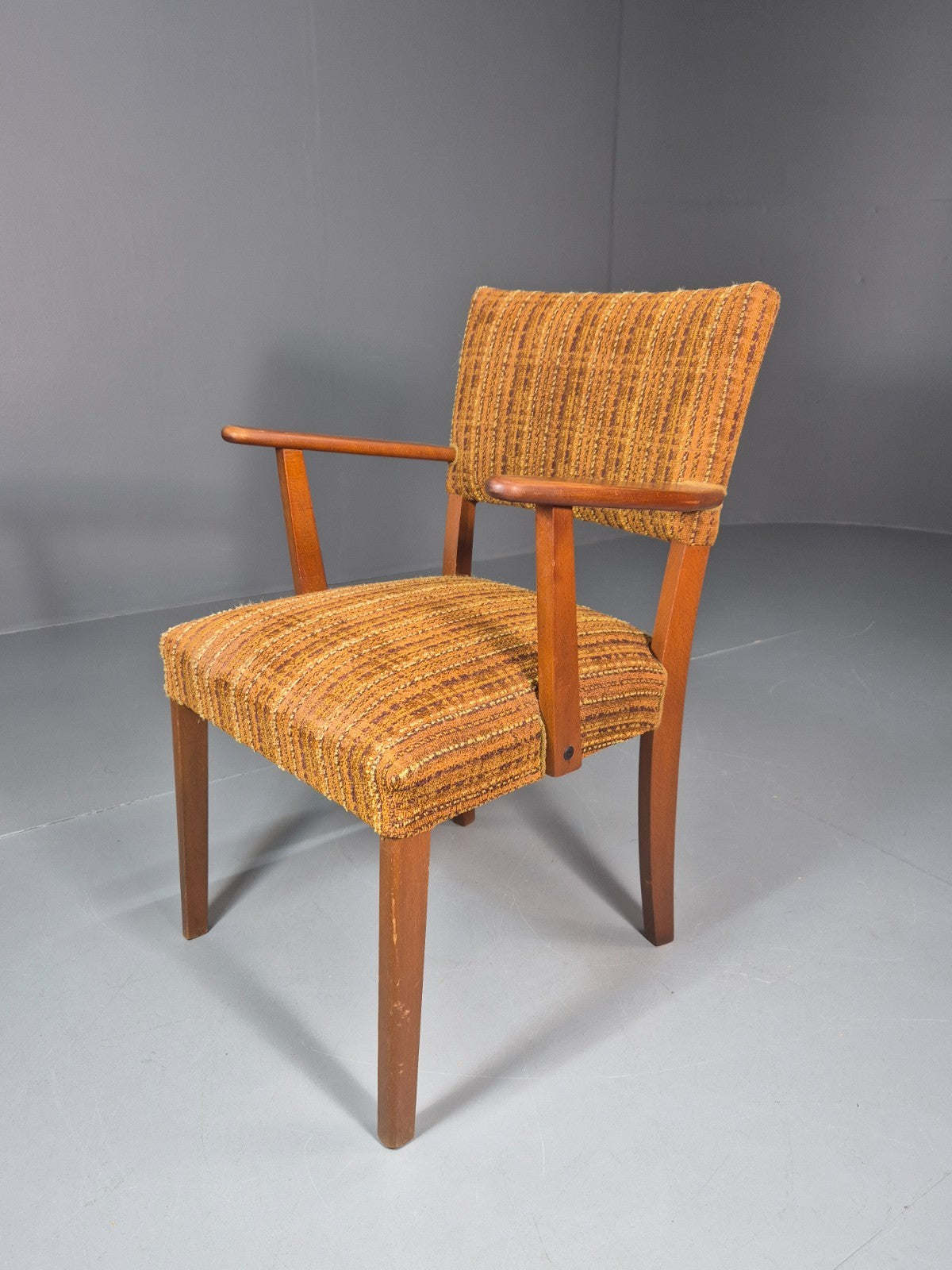 1960s Danish Teak Desk Chair Orange Wool Retro Mid Century  EB10779 MNOR0