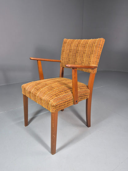 1960s Danish Teak Desk Chair Orange Wool Retro Mid Century  EB10779 MNOR0