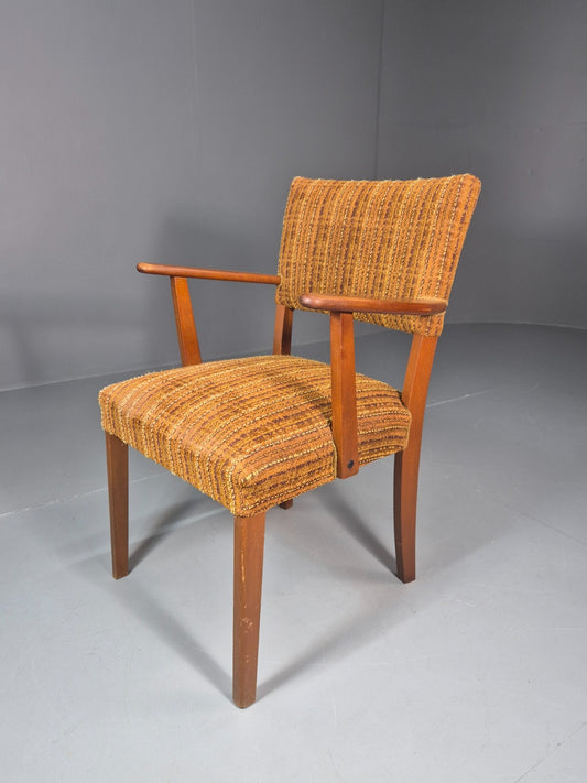 1960s Danish Teak Desk Chair Orange Wool Retro Mid Century  EB10779 MNOR0