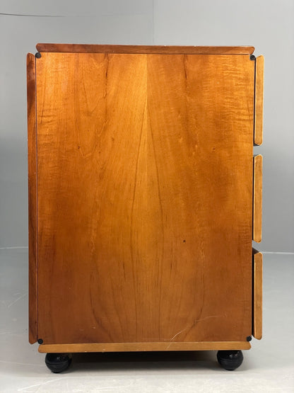 Vintage 1980s Cherry Desk Three Drawers Ball Feet Post Modern EB11058 MWOO14