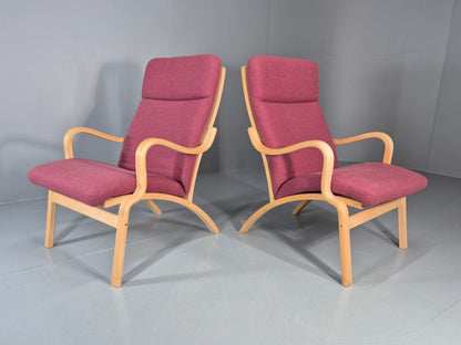 2 Stouby Bentwood Lounge Chairs Mauve Wool 1980s Retro MCM EB11349 MBEN1