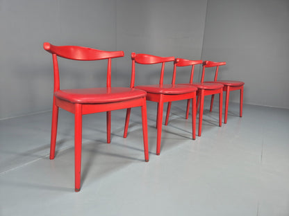 4 Danish Design Dining Chairs in Red Modern Version Wegner Inspired EB10619 MDIN0