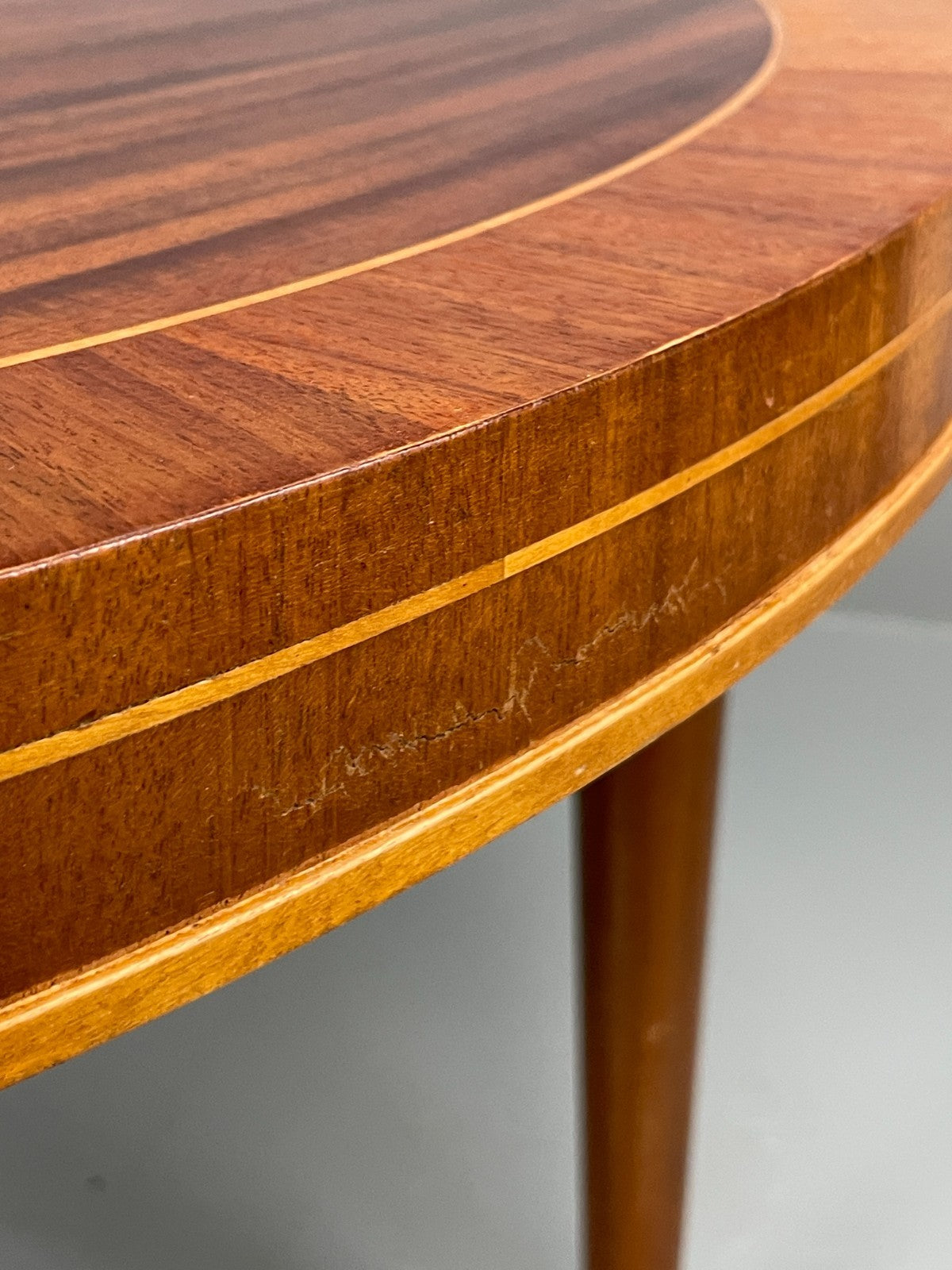 Vintage Art Deco Table Round Walnut Inlay 1950s Swedish EB11191 MWOO17