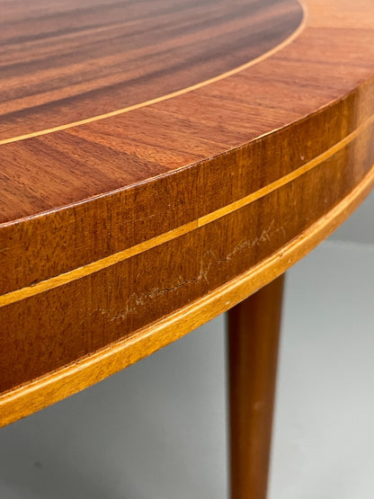 Vintage Art Deco Table Round Walnut Inlay 1950s Swedish EB11191 MWOO17