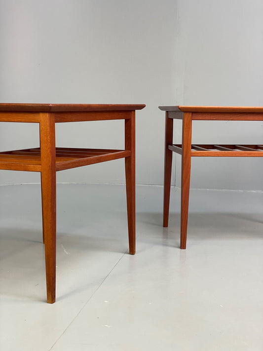 Vintage Solid Teak Bedside Tables Danish 1960s Mid Century EB9825 MWOO - UKDK FURNITURE
