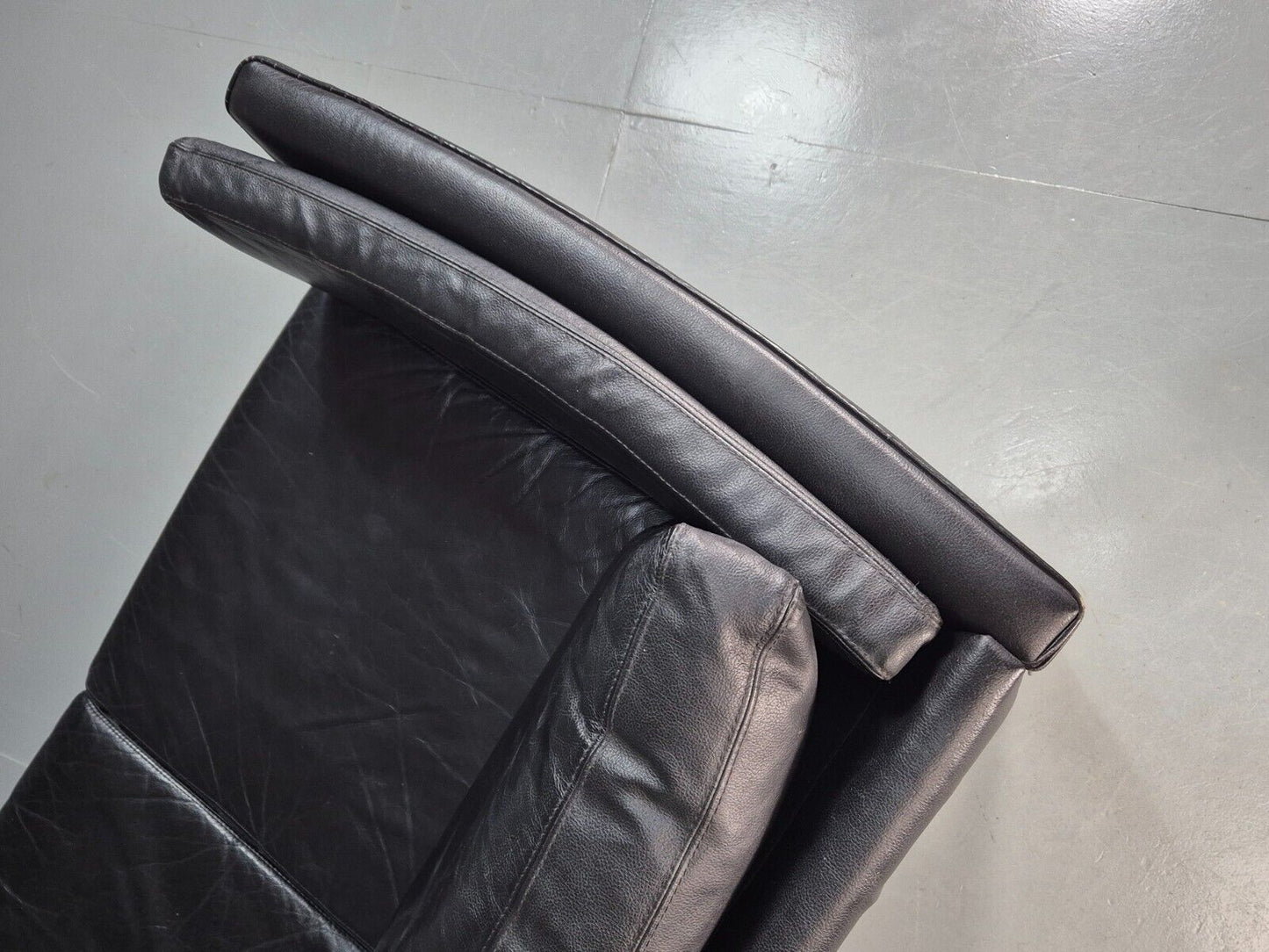 Vintage Danish 2 Seat Sofa Black Leather 1980s Retro MCM EB7625 M2SS - UKDK FURNITURE