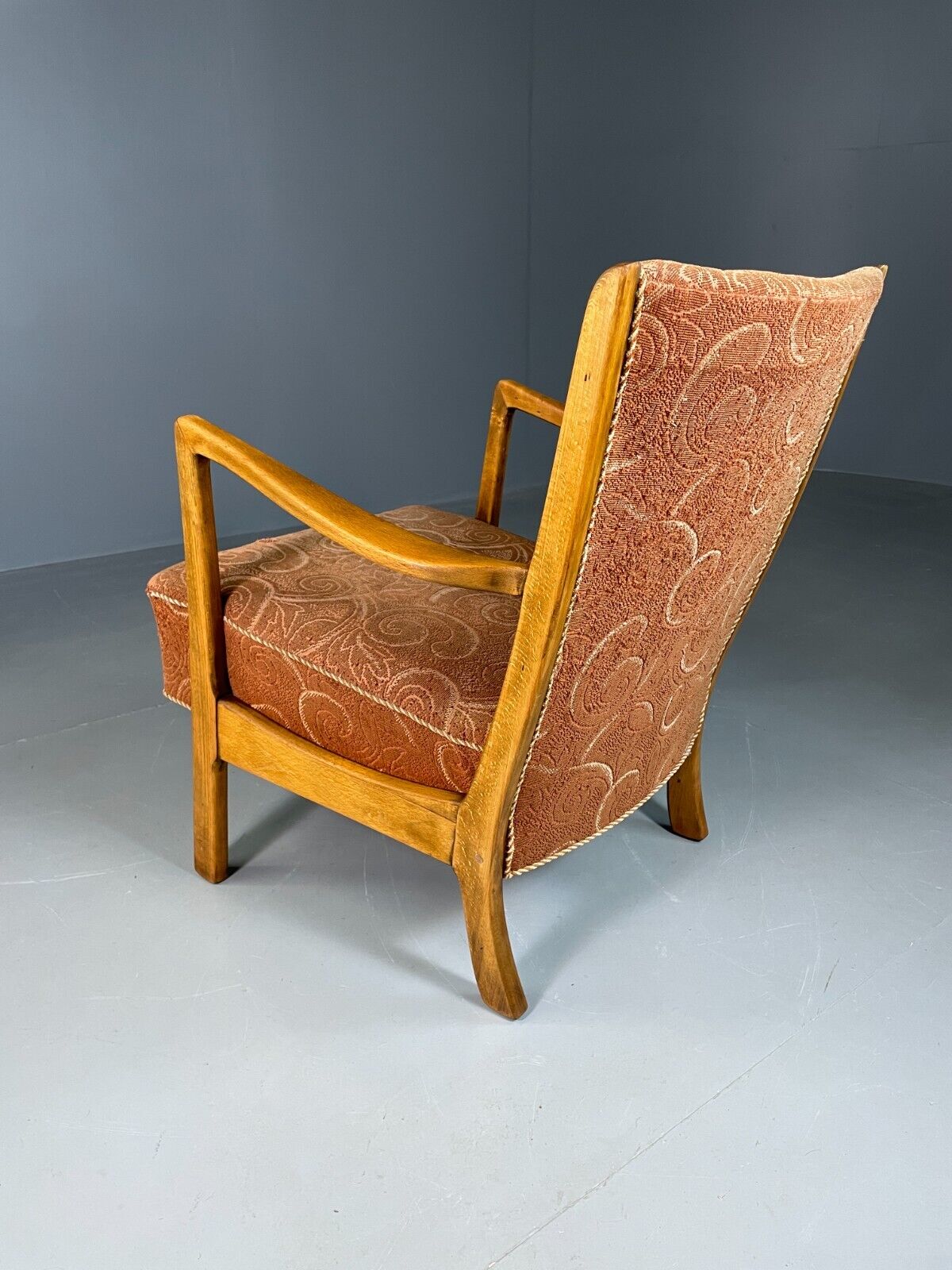 Vintage Danish Lounge Chair Beech Frame Floral Moquette Retro MCM EB6955 MNOR - UKDK FURNITURE