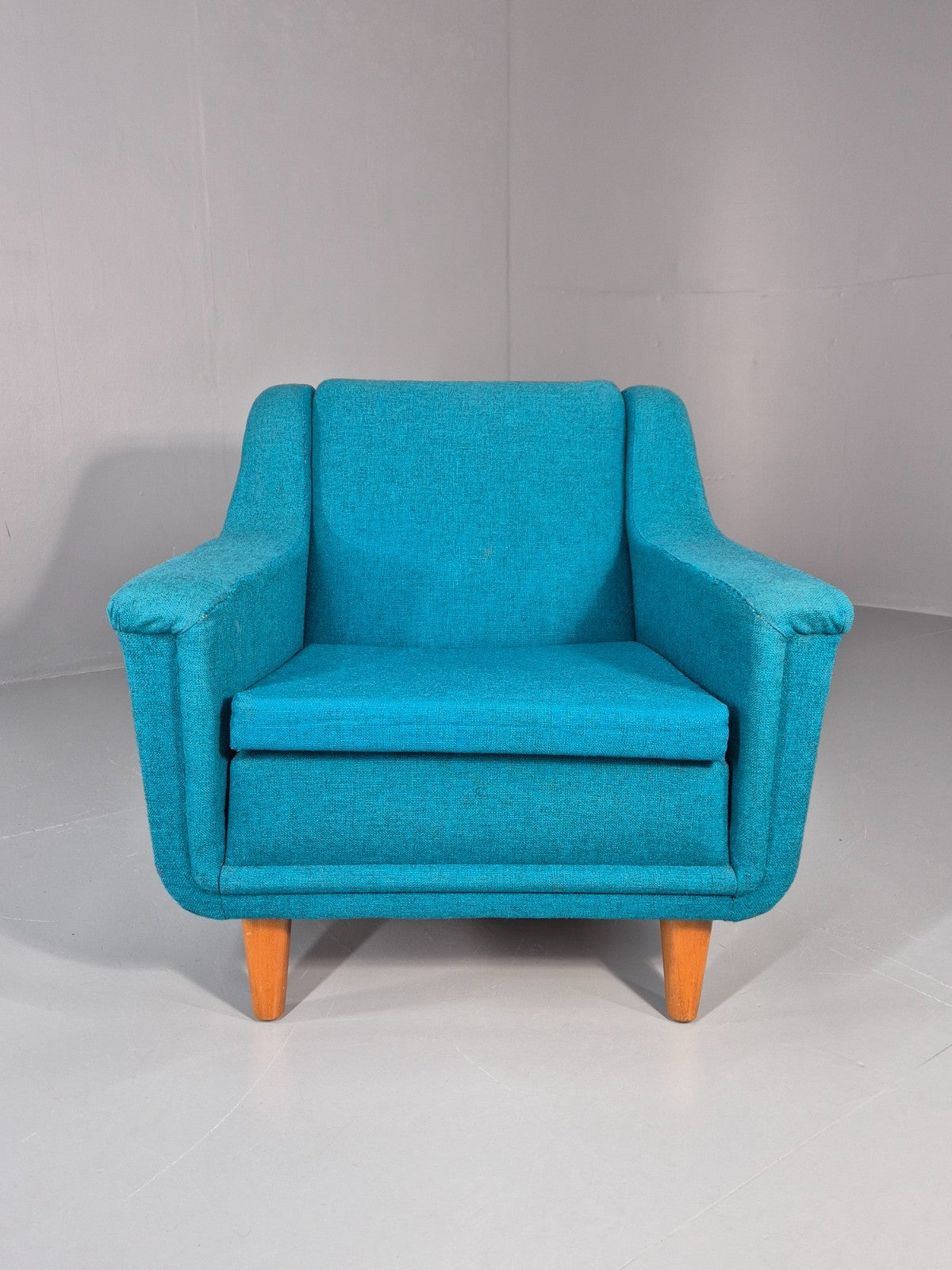 Vintage Swedish Lounge Chair 1960s Retro Dux Mid Century Blue Wool  EB11104 MNOR3