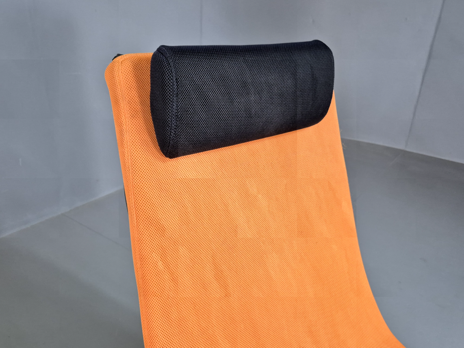 Vintage Danish Swivel Chair and Footstool Orange Chrome Retro 1980s EB7357 MSWI4