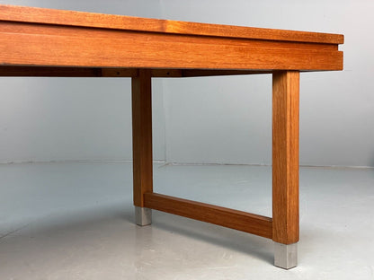 Midcentury Danish Teak Rectangular Coffee Table With Metal Feet EB8672 MWOO - UKDK FURNITURE