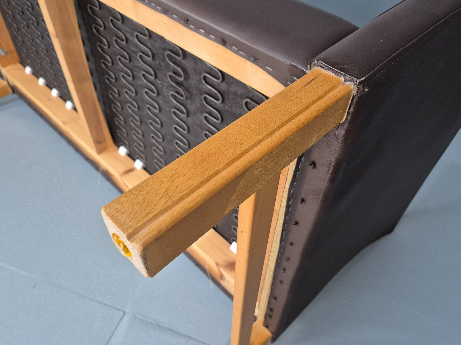 Mid Century Two Seater Sofa Vintage Danish Brown Leather Retro 1970 EB10094 M2SS8