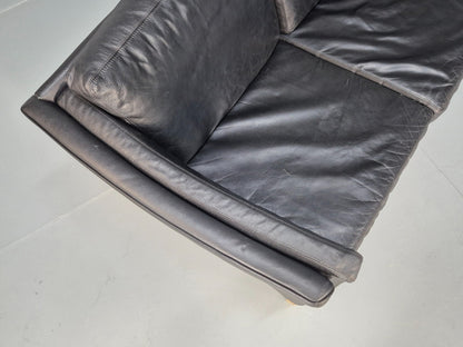 Vintage Danish 3 Seat Black Leather Sofa Modern Design MCM Retro EB9063 M3SS - UKDK FURNITURE